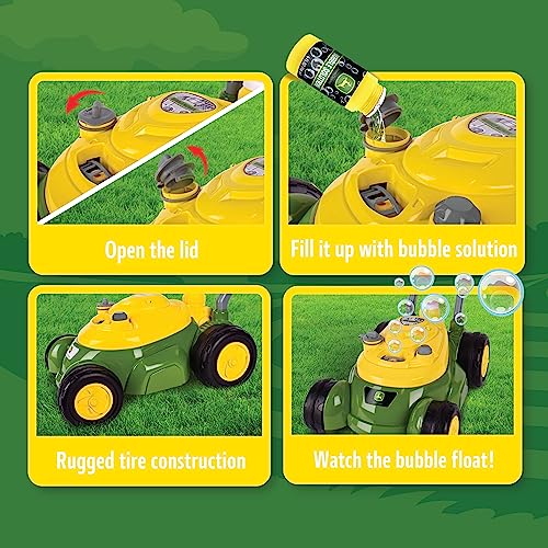John Deere Bubble Lawn Mower for Toddlers, Bubble Blowing Machines, Indoor and Outdoor Gardening Toy, Birthday, Party Favor for Preschool Girls and Boys, No Batteries Required, 2+ - style: John Deere
