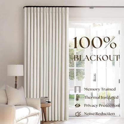TWODRAPES Natural Linen 100% Black Out Curtains 86 Inches Long 2 Panels Set - color: Natural Linen, size: 40"W x 86"L (Pack of 2)