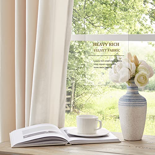 BULBUL Luxury Cream Iovry Velvet 96 inch Curtains 2 Panels,Floor to Ceiling - color: Cream, size: 52"W x 96"L (Pack of 2)