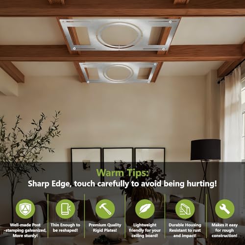 48-Pack New Construction Mounting Plate, 8-9-11in, LED Recessed Lighting Housing Kits, Flat Steel Rough-in Bracket Fixture for LED Light Bar, Shallow Recessed Lighting Housing Plate - color: Symmetric 8-9-11", size: 48 Pack