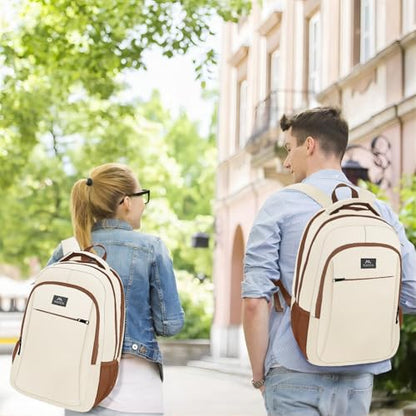 MATEIN 15.6 inch Travel Laptop Backpack, Cute Anti Theft Slim Sturdy Bag | Water Resistant, College Computer Bag, Daily Commute & Travel, Gift for Men & Women Nurse Teacher, Everyday Carry Lightweight - color: Beige Brown, size: 15.6 Inch