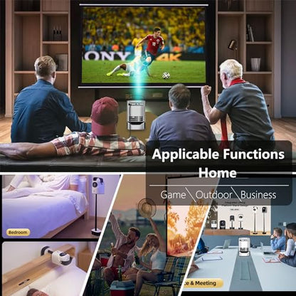 Unitedtime Projector with InStand Handheld bracket Portable WiFi and Bluetooth Native 1080p Support 4K for Home Theater Support HDMI, USB, PC, TV Box TS2