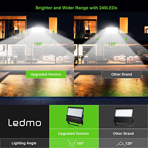 ledmo LED Flood Light Outdoor Fixture with Dusk to Dawn 36000LM 3 Pack | Commercial Grade Waterproof Floodlights for Large Stadiums, Super Bright 5000K, Photocell for Street Sport Parking Lot - size: Standard-Photocell-3Pack
