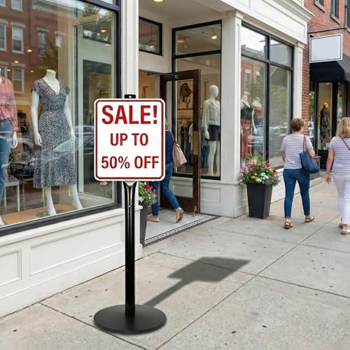 Cast Iron Sign Stand, 48 In Tall Pedestal Post, 12 In Base, Parking, Black | Outdoor metal pedestal post fits signs up to 18 x 24 in for parking, streets, businesses and driveways - size: 12"