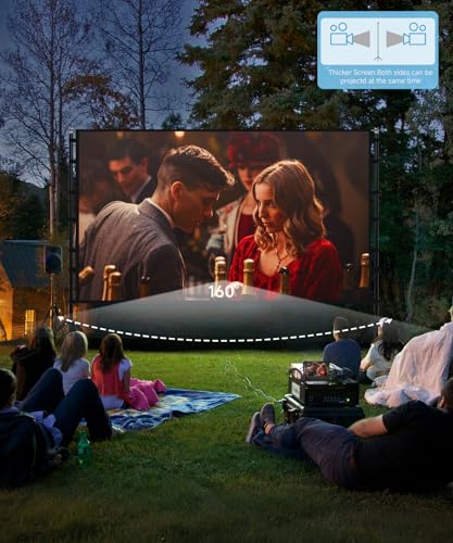 150 Inch Projector Screen with Stand, 16:9 4K HD Portable Projector Screen Indoor Outdoor Projection Screens Outdoor Movie Screens with Carry Bag,Enjoy Home Theater