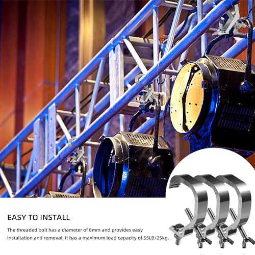 10 Pack Stage Light Truss Clamps 1.18-2 Inch | Lighting Clamps Hook, Fit 30-50 mm OD Tube/Pipe, Aluminum Alloy Truss C Clamp for DJ Light ,Spot Lights, Load Capacity 55 LB