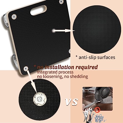 Furniture Mover Dolly Portable Wood Rolling Mover for Heavy Furniture Sofa Cabinet Refrigerator, with 4 360° Rotatable Rubber Universal Wheels, 550 Lbs Capacity, Black (2 Packs) - color: Square