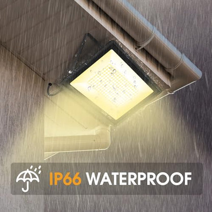 YANYCN 2 Pack 100W Led Flood Lights Outdoor,3000K Warm White Super Bright 11600LM Security Lights with Plug,Exterior IP66 Waterproof FloodLight for Basketball Court, Yard, Garden, Playground - color: 3000K 100W led flood light 2 pack