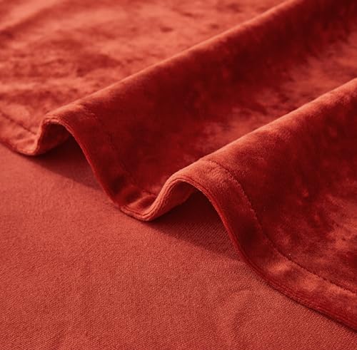 Chezmoi Collection Lux Brick Red Crushed Velvet Curtains 2 Panel Set - 84 inches Long Room Darkening Luxury Distressed Velvet Rod Pocket Window Drapes for Living Room Bedroom 50" W x 84" L - color: Brick Red