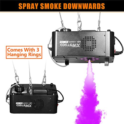 XWSTGEQ 1000W Vertical Fog Smoke Machine with LED Lights Wireless Remote