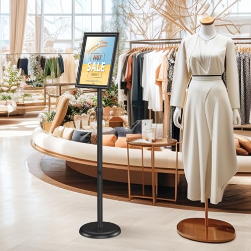 Hemndic Sign Stand Holder 8.5x11 Inches, Stand Up Sign Holder 8.5 x 11 with Rotated Frame, Height Adjustable Sign Stand and Snap-Open Frame (Pack of 5) - size: 8.5x11 inch (Pack of 5)