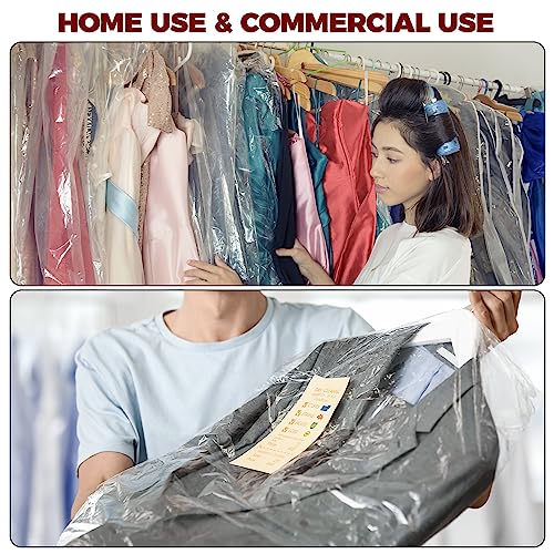 60-Pack Extra Long Dry Cleaning Bags for Clothes 72-Inch Long - Clear Plastic Garment Bags for Hanging Clothes, Dry Cleaner Plastic Clothing Cover for Suits, Gowns, Coat, Dance Costumes & Long Dresses - color: Clear - 72 Inch Length