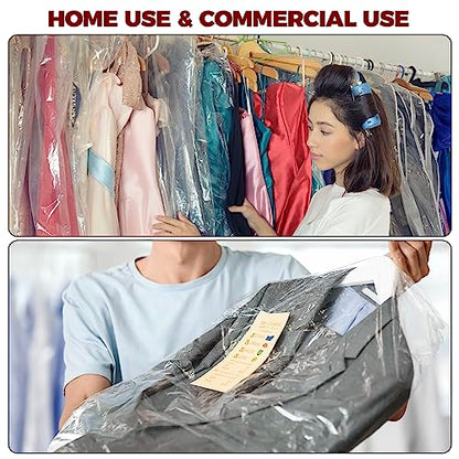60-Pack Extra Long Dry Cleaning Bags for Clothes 72-Inch Long - Clear Plastic Garment Bags for Hanging Clothes, Dry Cleaner Plastic Clothing Cover for Suits, Gowns, Coat, Dance Costumes & Long Dresses - color: Clear - 72 Inch Length
