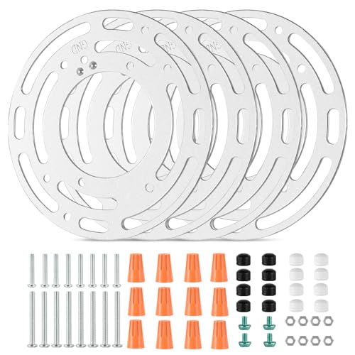 4 Pack Universal Light Fixture Mounting Bracket, 4 Inch Diameter | Ceiling Light Mounting Bracket, Round Steel Light Crossbar Plate with Screws & Nuts for Ceiling Fan, Pendant Light
