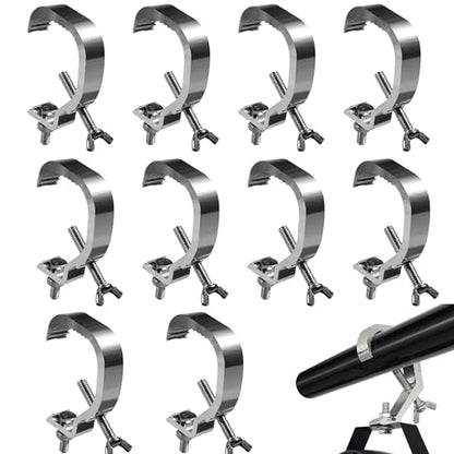 10 Pack Stage Light Truss Clamps 1.18-2 Inch | Lighting Clamps Hook, Fit 30-50 mm OD Tube/Pipe, Aluminum Alloy Truss C Clamp for DJ Light ,Spot Lights, Load Capacity 55 LB