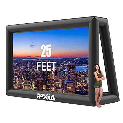 Inflatable Movie Screen Outdoor Projector Screen for Outside 25ft, Large Blow Up Screens Front and Rear Projection with Air Blower, Best for Movie Nights Backyard Home Theater - size: 25FT