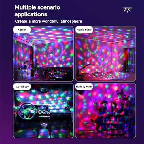 2-Pack Rechargeable Disco Ball Light Indoor Sound Activated Party Lights | Portable Party Lights Disco Ball Lights USB for Home Car Room Dance Gifts Birthday Karaoke Halloween Christmas Decorations