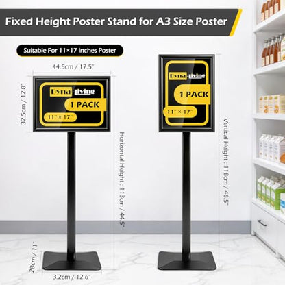 Dyna-Living Sign Holder Stand 11 x 17 Inch Sign Stands for Display, 1 Pack Heavy-duty Pedestal Sign Holder, Adjustable Floor Standing Signs Holders, Poster Holders Stand for A3 Advertising - size: 11'' x 17''-1 Pack