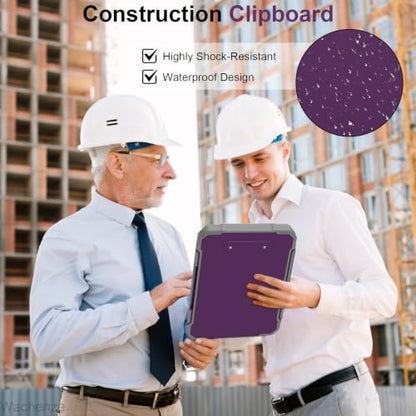 Clipboard, Clipboard with Storage, Heavy Duty Clip Boards 8.5x11, Protective Over Molded Edge, Plastic Clipboards, Contractor Folder with Internal Pen Pouch for Driver (Purple Alfalfa) - color: Purple Alfalfa