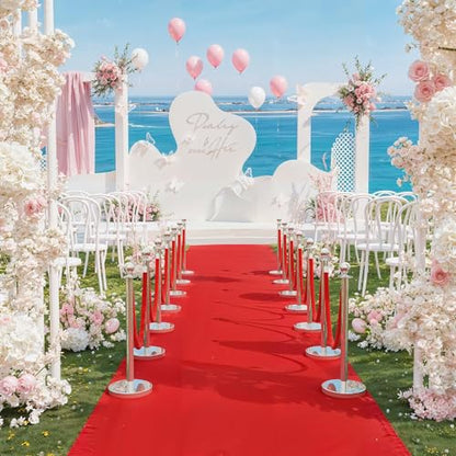 4Pcs Stanchions Post and Velvet Ropes, Crowd Control Barriers with Weighted Base, Red Carpet Runner Poles, Retractable Safety Barriers for Party, Wedding, Theater, Event, Hotel - color: 4 pack, size: without Red Carpet