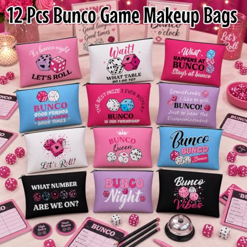 Reginary 12 Pcs Bunco Game Makeup Bags Funny Bunco Gifts | Dice Game Makeup Bags, Bunco Portable Pouch Cosmetic Bags, Travel Zipper Pouch, Christmas Birthday Present for Women - style: Bunco