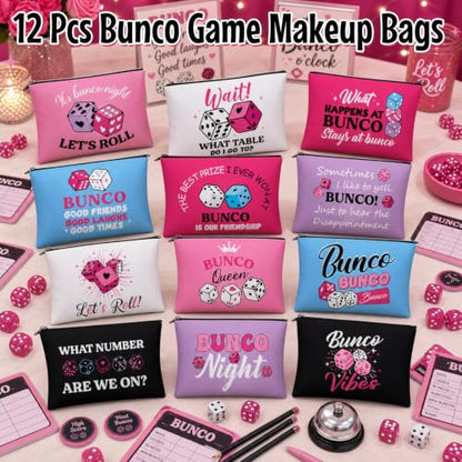 Reginary 12 Pcs Bunco Game Makeup Bags Funny Bunco Gifts | Dice Game Makeup Bags, Bunco Portable Pouch Cosmetic Bags, Travel Zipper Pouch, Christmas Birthday Present for Women - style: Bunco