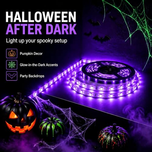 66 Foot Black Light Strips & Remote, Dimmable Flexible 1200 LEDs | 12V Blacklights Strip for Halloween Glow Party Body Paint Birthday Bedroom Room Fluorescent Tapestry Poster Indoor - size: 20 m