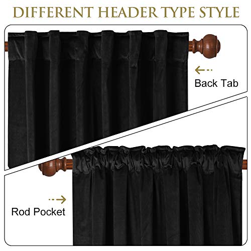 Black Velvet Curtains Blackout for Bedroom/Living Room | Soft Velvet Heavy Thick Room Dividers Thermal Insulated Noise Reducing Theater Curtains Back Tab, W62 x L96 inches, 1 Panel - color: Black, size: 62"W x 96"L (Pack of 1)