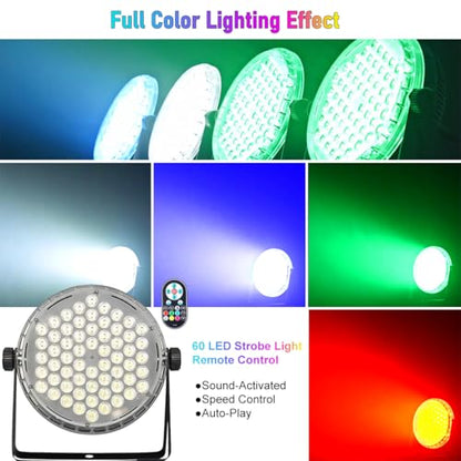 DJANT Stage Lights 60 LED RGBW Par Lights, Party DJ Disco Strobe Light, Remote Control & DMX Control Sound Activated for Home Room Dance Party Birthday Karaoke Halloween Christmas