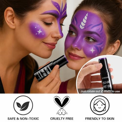 BOBISUKA Purple Face Paint Stick, Highly Pigmented Full Coverage Washable Cream Face & Body Paint for Halloween Witch Zombie Clown Butterfly Galaxy Cosplay SFX, Sports Eye Black Looks & Costume Party - color: Purple