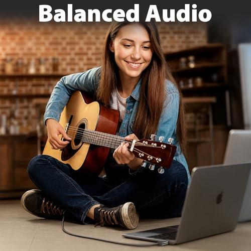3.5mm to 1/4 Cable, TRS to TRS Stereo Audio Cord, 16ft | 3.5 to 1/4" Braided Cable, Gold-Plated Connectors, Cables for Guitar, Keyboard, Digital Piano, Speaker, Mixer, Amplifier - size: 16ft