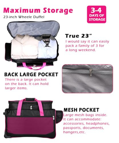 Dance Bag with Garment Rack,23inch Dance Competition Garment Bags with Clothes Rack,Suitcase,Rolling Duffle for Travel, Wheeled Drop-Bottom Upright Luggage Closet Suitcase(Expand-Purple - color: 23inch Expand-Purple