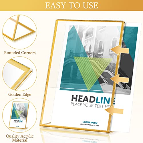 36 Pack Acrylic Sign Holder Gold Frame Table Numbers Slanted Back Menu Display Stand Clear Flyer Document Photo Display Holders Plastic Table Signs for Wedding Office(Vertical Style,4 x 6 Inch) - style: Vertical Style