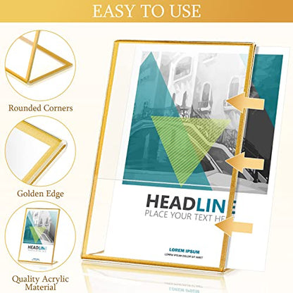 36 Pack Acrylic Sign Holder Gold Frame Table Numbers Slanted Back Menu Display Stand Clear Flyer Document Photo Display Holders Plastic Table Signs for Wedding Office(Vertical Style,4 x 6 Inch) - style: Vertical Style