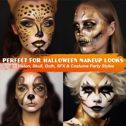 BOBISUKA Metallic Gold Face Body Paint Stick Washable Water-Based Face Paint Makeup Stick for Halloween Skull, Goth, Cosplay, SFX, Sports Eye Black & Costume Party - color: Gold