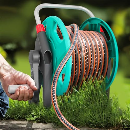 Garden Water Hose Reel,Holds 50-60 Ft of 5/8" Hose | Portable Hose Holder for Outside - color: Green