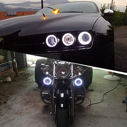 YM E-Bright 80mm White LED Angel Eyes Halo Rings, 1 Pair | Soft cotton-style halo rings with housings create even accent lighting for compatible 12V or 24V vehicle headlamps. - size: 80MM