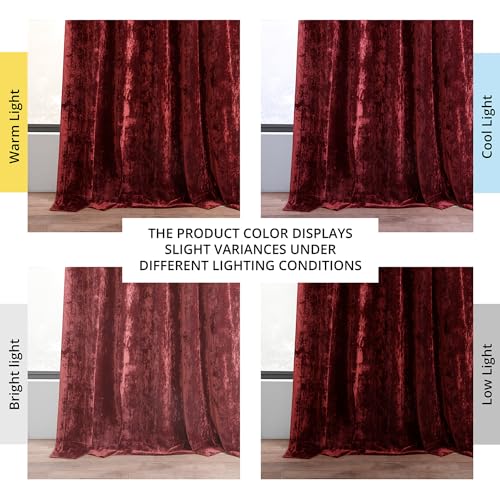 HPD Half Price Drapes Lush Crush Velvet Curtains - Room Darkening Curtain 84 Inches Long for Bedroom & Living Room, Luxury Look, Rod Pocket Design, (1 Panel), 50W x 84L, Ruby Red - color: Ruby Red, size: 50"W x 84"L (Pack of 1)