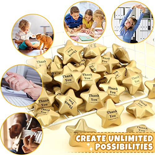 Deekin 36 Pcs Star Stress Balls Foam Relief Toys Bulk,Thank You,1.6 Inch | Mini Star Squeeze, Portable Pocket Size, Anxiety, Perfect Teacher Incentives, Office Stress Relief & Party Favor Supplies - size: 1.6 Inch, style: Thank You