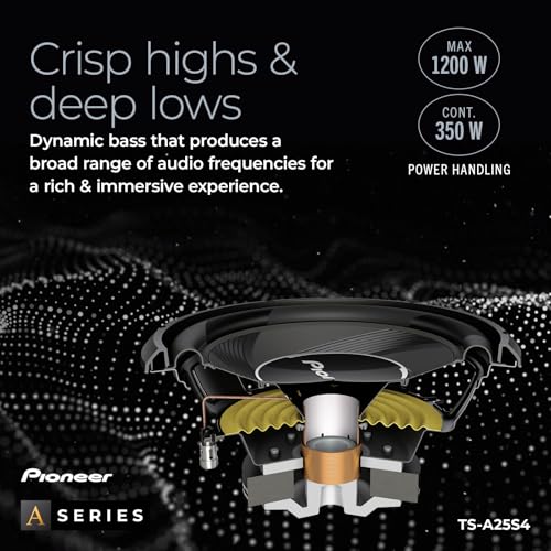 Pioneer A-Series TS-A25S4 10" Subwoofer 1300W Max - size: 10" - 1200W, style: Component Subwoofer
