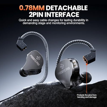 Phenyx Pro Hybrid Dual Driver in-Ear Monitor Earphones PME-20 | Noise-Isolating Stereo IEM, Detachable 2-Pin Cable, Tangle-Free Design, Singers, Musicians, Gaming