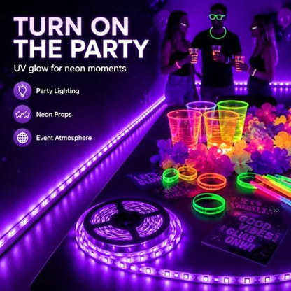 66 Foot Black Light Strips & Remote, Dimmable Flexible 1200 LEDs | 12V Blacklights Strip for Halloween Glow Party Body Paint Birthday Bedroom Room Fluorescent Tapestry Poster Indoor - size: 20 m