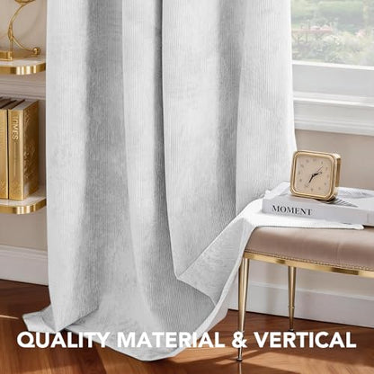 H.VERSAILTEX Velvet 100% Blackout Curtains for Living Room Full Light Blocking Curtains Thermal Insulated Room Window Drapes Soft Luxury Curtains Grommet Top 2 Panels (55" W x 84" L, White) - color: White, size: 55"W x 84"L (Pack of 2)