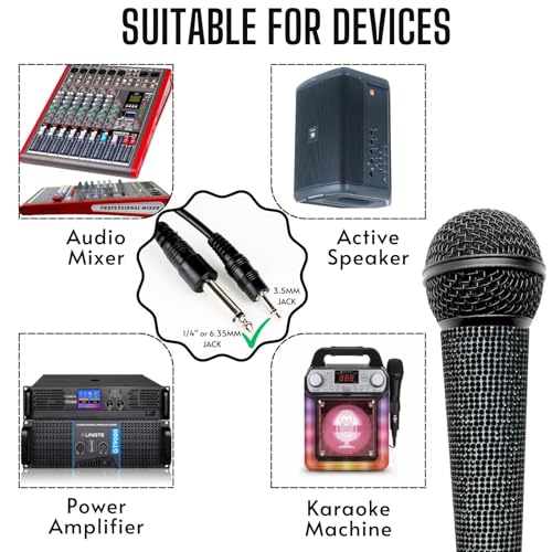 Black Vocal Microphone with XLR Cable and Silver Rhinestone Sleeve | Wired Mic Focuses Vocals With Cardioid Pickup; 11.5-Ft Lead with Silver Mic Cover and Grill Band Suit Karaoke Or Parties