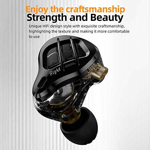 KZ ZAR in-Ear Monitor Headphones,1DD+7BA Hybrid Technology Driver IEM Wired Earbuds Headphone with Silver-Plated Cable for Audiophile Musician (KZ ZAR-Black, No Mic)………