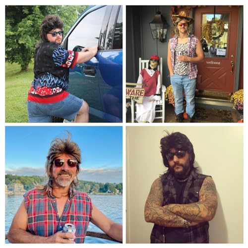 Mullet Wigs for Men,Joe Dirt,Emo Wig 80s Costumes Fancy Party Accessory Cosplay Wig Halloween Man x (Light Brown) - color: Light Brown