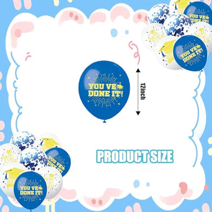 Blue Gold Graduation Balloons 20PCS, 12 Inch Latex Balloons for Class of 2026 Party Party Decorations Supplies - style: Blue Gold Balloons