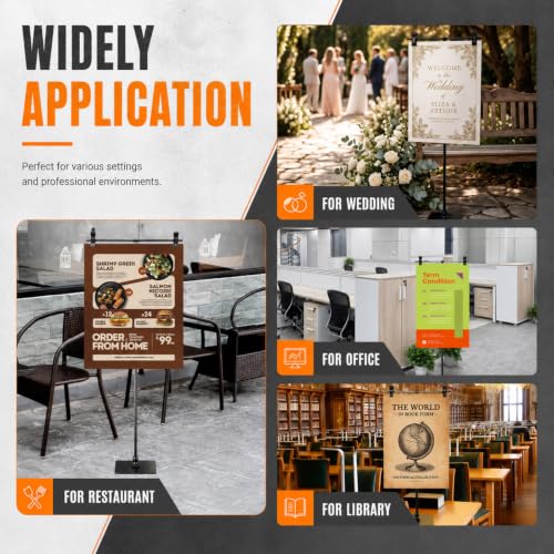 Dunzy 2 Pack Adjustable 11 in - 36.6 in High Metal Banner Holder Table Top Banner Display Poster Stand T Shaped Stand Desktop Business Poster Holder Advertising Sign Indoor Outdoor (Black) - color: Black
