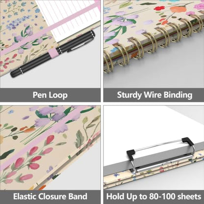 Clipboard Folio with Storage 8.5 X 11 Padfolio Notebook, Clipboards with Notepad Spiral with 10 Pockets and 5 Folders Nursing Teacher School Essentials (Yellow Florals) - color: Yellow Florals