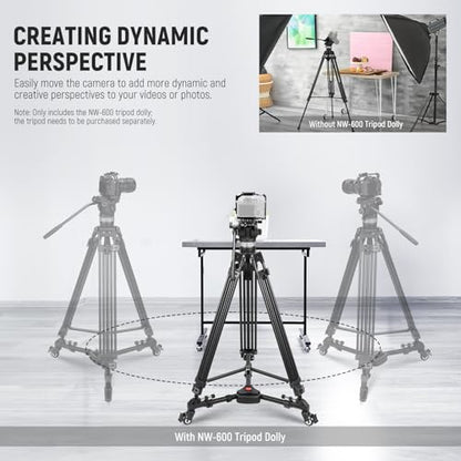 NEEWER Photography Tripod Dolly, Heavy Duty 33 lb Capacity Tripod Wheels | 2 inch Rubber Wheels, Adjustable Leg Mount and Carry Bag for Canon Nikon Sony DSLR Cameras, Camcorder, Photo Video Lighting - style: NW-600 with 2" Wheels
